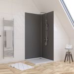 Aurlane Lot de 2 Panneaux Muraux Gris 90x210 cm - Profil&eacute;s de Jonction et Finition Chrom&eacute;s - WALL' IT