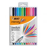 Bic Stylos feutres Intensity - pointe moyenne 1 mm - coloris assortis - pack de 12