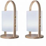 Lumisky Lot de 2 lanternes en bois WOODY blanc bois 37cm