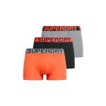 Superdry Lot de 3 boxers pour homme, Karst Mega Noir/Noir/Orange vif chiné, S