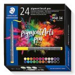 Staedtler 24 feutres - Pointe pinceau - Pigment Arts Pen - Couleurs basiques