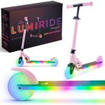 Sun Baby Trottinette enfant - LUMI RIDE - 2 Roues 7 couleurs LED 20 programmes - 3+ ans 50 kg pliable réglable - Rose