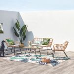 Concept-Usine PAREA - Salon de balcon rotin et acier 4 places