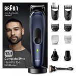 Braun 10-En-1 Tondeuse &Eacute;lectrique Pour Hommes, Series 7, Kit Styling Quotidien Pour Hommes, Pour La Barbe, Le Corps, Les Cheveux, Les Oreilles, Le Nez & Plus, Avec Lame Ultra Affut&eacute;e, Bleu, MGK7421