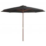 VidaXL Parasol avec mât en bois 350 cm Anthracite