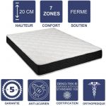 Literie Julien Matelas Latex 80 Kg/m3 + Aertech+ 35 Kg/m3 100x200 x 20 cm Ferme 7 Zones de Confort Très Respirant