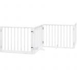 VidaXL Barrière pour chiens et porte 4 panneaux blanc bois de peuplier