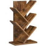 Bibliothèque sur pied à 5 niveaux avec étagères marron rustique