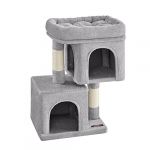 Songmics Feandrea Arbre &agrave; Chat, Tour de Jeux 67 cm, S, Maison pour Chatons Jusqu&rsquo;&agrave; 3 kg, Grande Plate-Forme, 2 Niches, Griffoir, Gris Clair PCT611W01