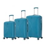 Celims France - Set de 3 Valise Cabine + Moyenne + Grande en Polypropyl&egrave;ne | Taille 55+65+75cm | Serrure TSA | 8 Roulettes 360 | Bleu