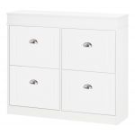 Homcom Armoire à chaussures 4 portes 98x24x83cm Blanc