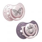 Lovi 2x Sucette en silicone pour bébé de 6 à 18 mois | Lot de 2 | Hygiène de la couverture | Pointe dynamique | | Permet de respirer librement | Collection botanique | Rose