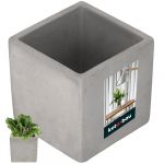 KOTARBAU Pot de fleurs gris Cache-pot 20 x 20 cm pour fleurs et plantes en béton décoratif Carré pour l'intérieur et l'extérieur