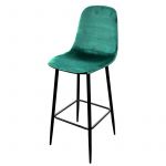 Urban living INOUI - TABOURET DE BAR EN VELOURS VERT AVEC PIED METAL NOIR 42x47x108cm / Assise : 33,5cm