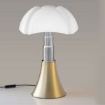 Martinelli luce Lampe à poser Pipistrello medium laiton satiné H50-62 cm Jaune