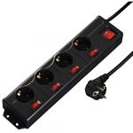 Hama Multiprise, 4+1, 4 prises, réglage individuel, noire