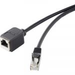 Renkforce C&acirc;ble rallonge r&eacute;seau RJ45 CAT 5e F/UTP 1 m noir avec cliquet d'encastrement, contacts dor&eacute;s