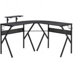 Homcom Bureau gaming d'angle bracket 125x125x75cm Noir