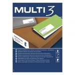 MULTI 3 10504 Lot de 100 feuilles d'&eacute;tiquettes adh&eacute;sives pour impression, jet laser et photocopieuses 199,6 x 289,1 mm