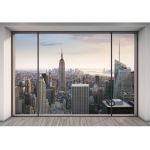 Komar 8%u2013916 Lot de 8 panneaux muraux Motif Paysage urbain 368 x 254 cm"Penthouse trompe l'oeil Gratte-ciels de New York City" %u2013 Pastel