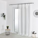 Homemaison Voilage à anneaux noirs amovibles Blanc 240 x 240 cm - Blanc