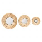 Lot de 3 miroirs raphia Alba Beige