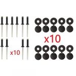LOT DE 10 RIVETS + CAC RIVET NOIR PLAQUE D'IMMATRICULATION VOITURE AUTO MOTO SCOOTER MOBYLETTE PROTECTION PLASTIQUE AVEUGLE VIS BO