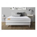 Septnuits - Ensemble matelas sommier Memo luxe 160 x 200 cm - Couleur : Blanc - Blanc