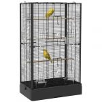 Pawhut Cage &agrave; Oiseaux - 61x36.5x98cm - Acier - noir