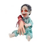 Ruedelafete Zombie maniaque avec main arraché - animé, sonore, lumineux - 30cm