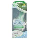 Wilkinson Rasoir intuition naturals sensitive, mousse et hydrate pendant lerasage.