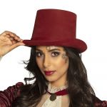 HAUT DE FORME SUÉDINE STEAMPUNK LUXE BORDEAUX