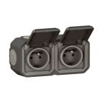 Legrand Double prise avec terre &eacute;tanche saillie Plexo, anthracite