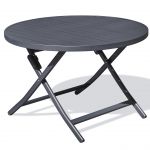 DCB Garden Table de jardin pliante MARIUS en aluminium gris anthracite - D 110x73 cm