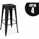 Oviala Lot de 4 tabourets en métal mat - Noir