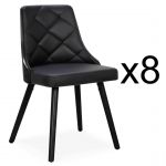 Lot de 8 chaises scandinaves Lalix Bois Noir et Simili Noir