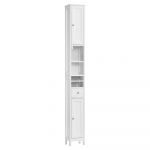 Colonne de salle de bain haute avec étagères réglables tiroir blanc