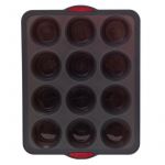 Five Moule en silicone pour 12 Muffins en silicone Silitop souple et rigide Noir /rouge