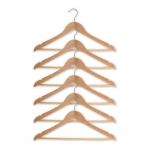 Mondex M-HOME Lot de 6 cintres galbés en bois - Avec encoches et barre - L 45 cm - Bois brut