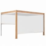 Oviala Pergola bioclimatique adossée 3x4m et 2 stores bois blanc