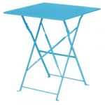 Bolero Table de terrasse carrée en acier bleu turquoise 600mm