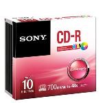 Sony 10CDQ80PS - 10 CD-R 700 Mo 48x imprimables jet d'encre Jewel case