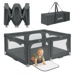 Parc bébé 180x150 cm - LIONELO Florence - Assemblage rapide - Très grand espace - Intérieur/Extérieur - Sac inclus - Gris