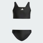 Adidas Fille 3-Stripes V-Back Bikini, Black/White, 11-12 Years