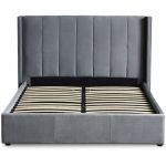 Menzzo Lit double Magorial avec sommier relevable 160x200cm Velours Gris