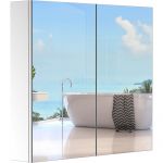 Homcom Armoire Miroir Rangement Toilette Salle de Bain Meuble Mural dim. 60L x 12l x 55H cm Acier INOX.