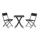 Outsunny Ensemble Meubles de Jardin Design Table carré et chaises Pliables résine tressée 4 Fils métal Noir