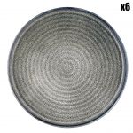 6 Assiettes en Gr&egrave;s dessert Zen gris/bleu - D.22 cm