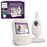 Philips Babyphone vid&eacute;o Premium, 100% priv&eacute; et s&eacute;curis&eacute; avec cam&eacute;ra et audio, &eacute;cran de 3,5", zoom x4, vision nocturne, audio bidirectionnel, berceuses, temp&eacute;rature ambiante (mod&egrave;le SCD891/26)