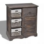 VidaXL Armoire en bois 3 paniers gauches en tissage Marron